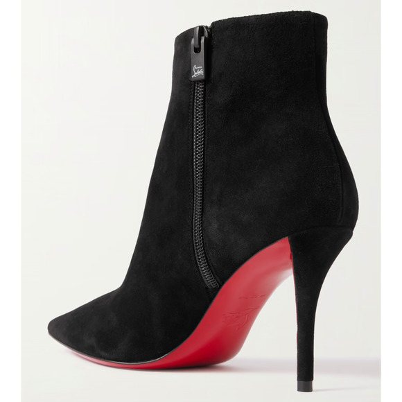 Christian Louboutin So Apostropha Booty 80 Black Suede Ankle Heel Bootie 36 - Picture 13 of 16